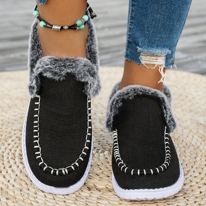 Canvas Round Toe Flat Slip-Ons Trendsi