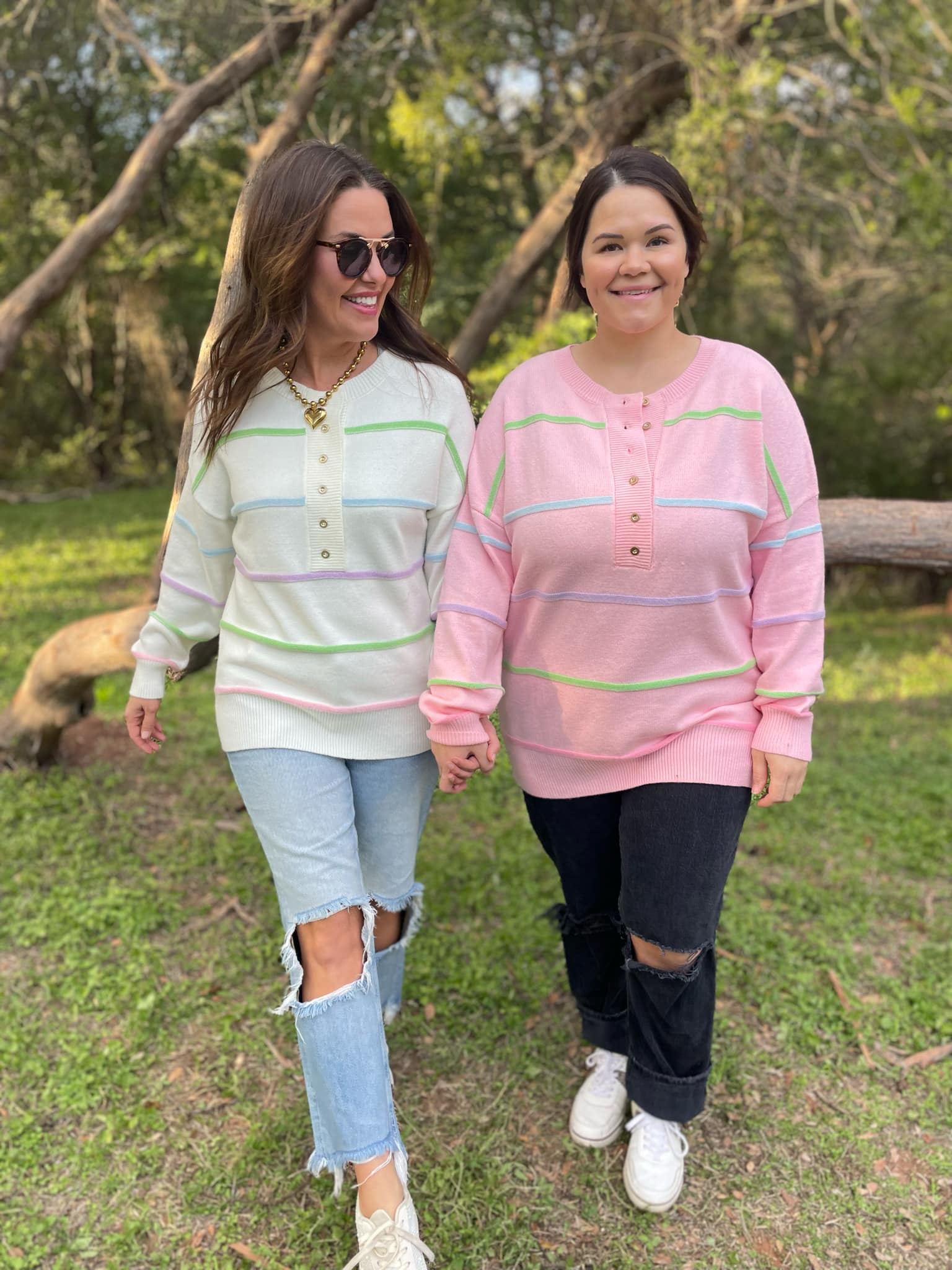 PREORDER: Just Too Good Rainbow Striped Sweater in Two Colors Ave Shops