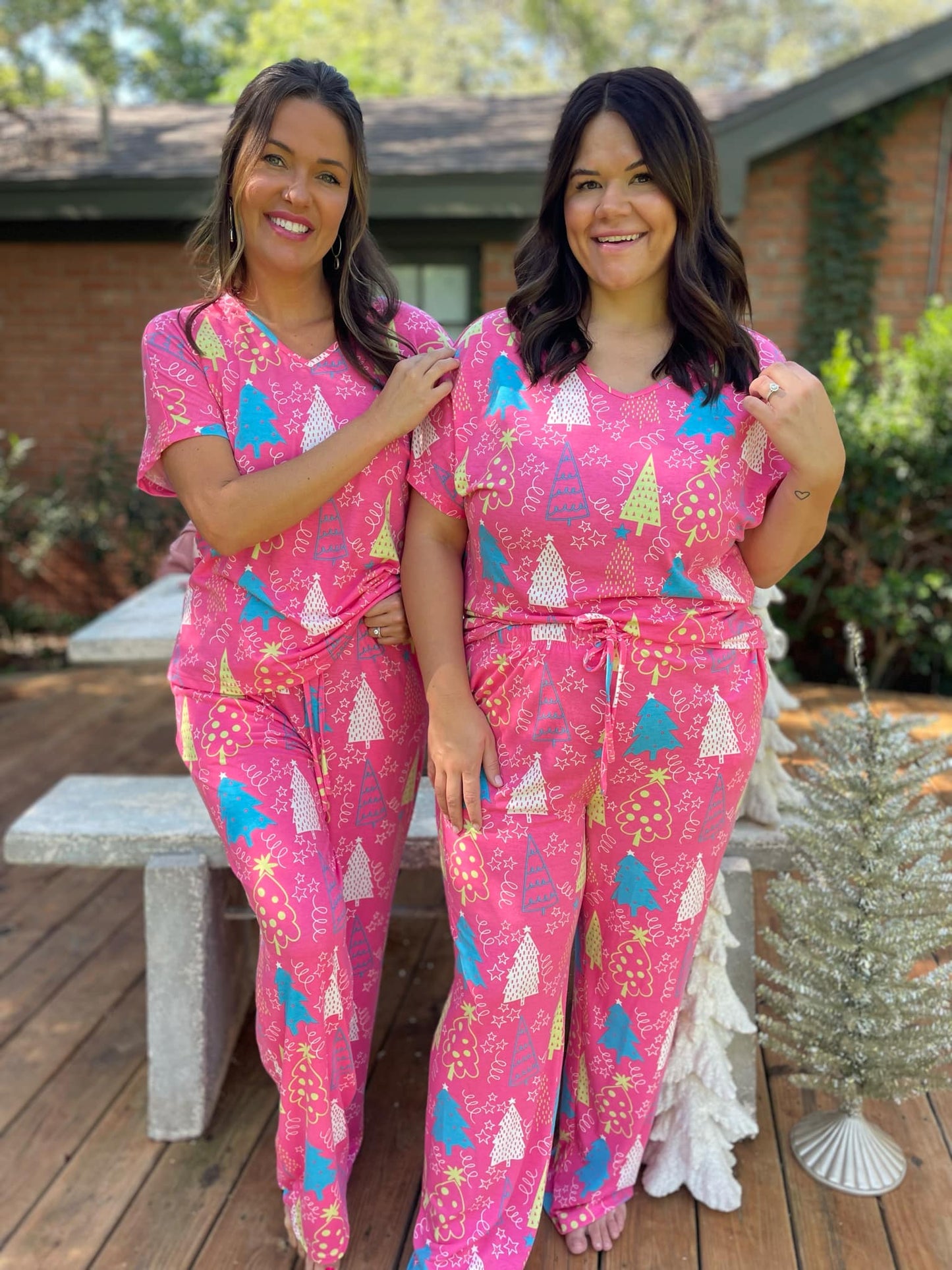 PREORDER: Pink Trees Pajama Set Ave Shops