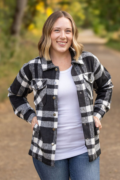 Michelle Mae Norah Plaid Shacket - Classic Black and White