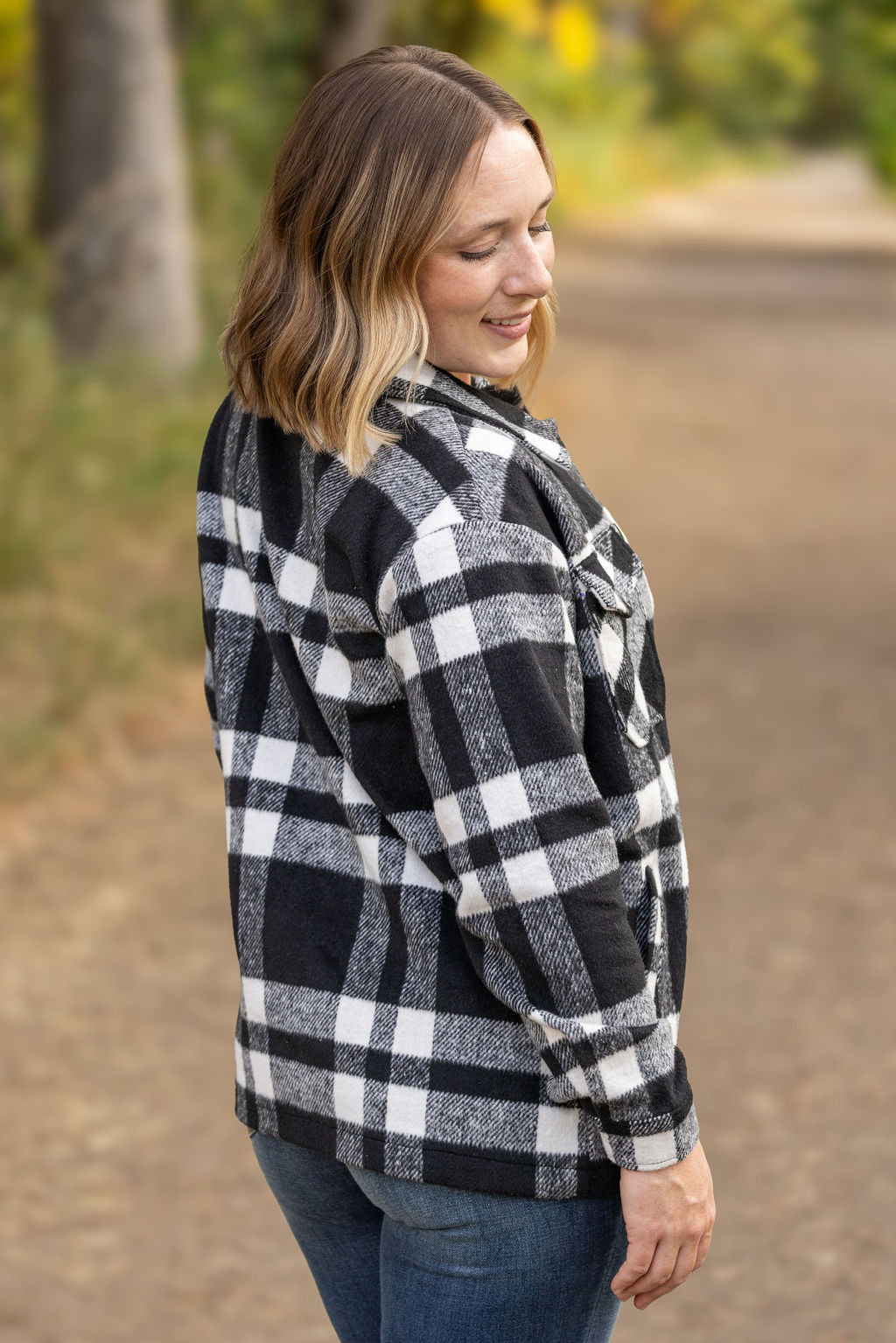 Michelle Mae Norah Plaid Shacket - Classic Black and White