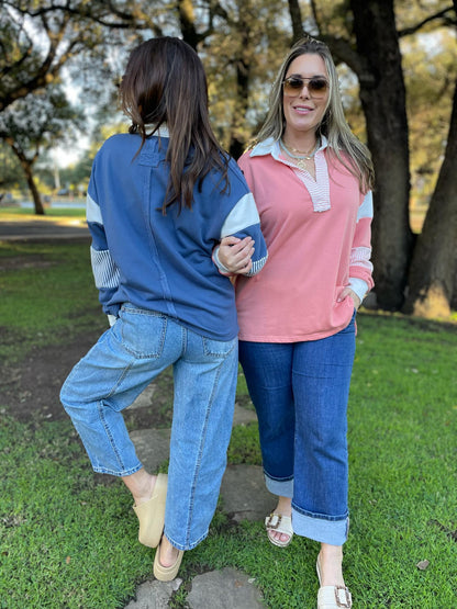 PREORDER: Stay Preppy Collared Sweatshirt in Five Colors Ave Shops