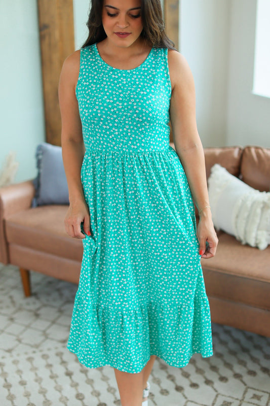 Michelle Mae Turquoise Floral Bailey Dress