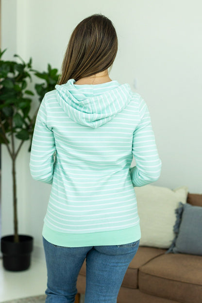 Mint Classic Striped Full Zip Sweatshirt