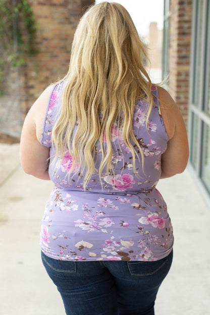Michelle Mae  Lavender Floral Luxe Crew Tank Top
