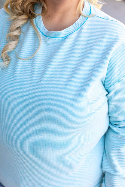 Michelle Mae Ocean Blue Catherine Corded Pullover