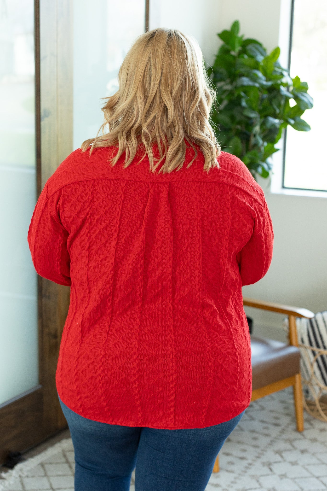 Michelle Mae Red Cable Knit Jacket