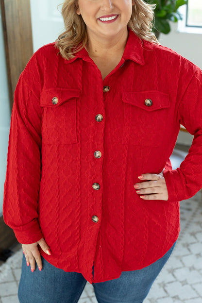Michelle Mae Red Cable Knit Jacket
