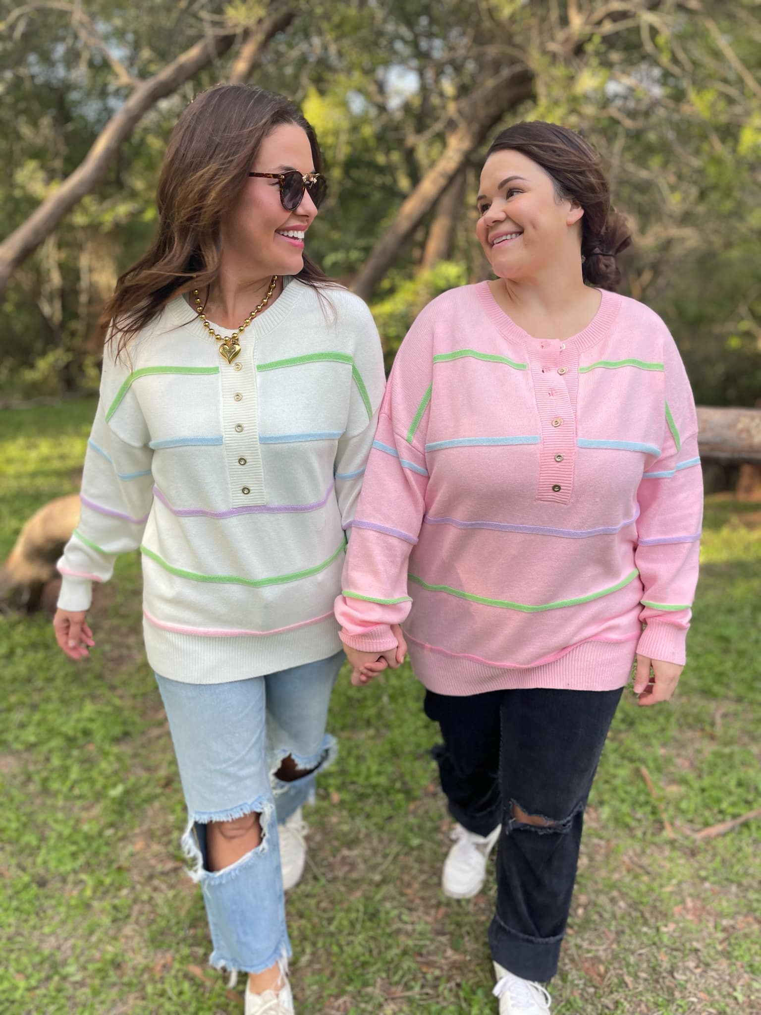 PREORDER: Just Too Good Rainbow Striped Sweater in Two Colors Ave Shops