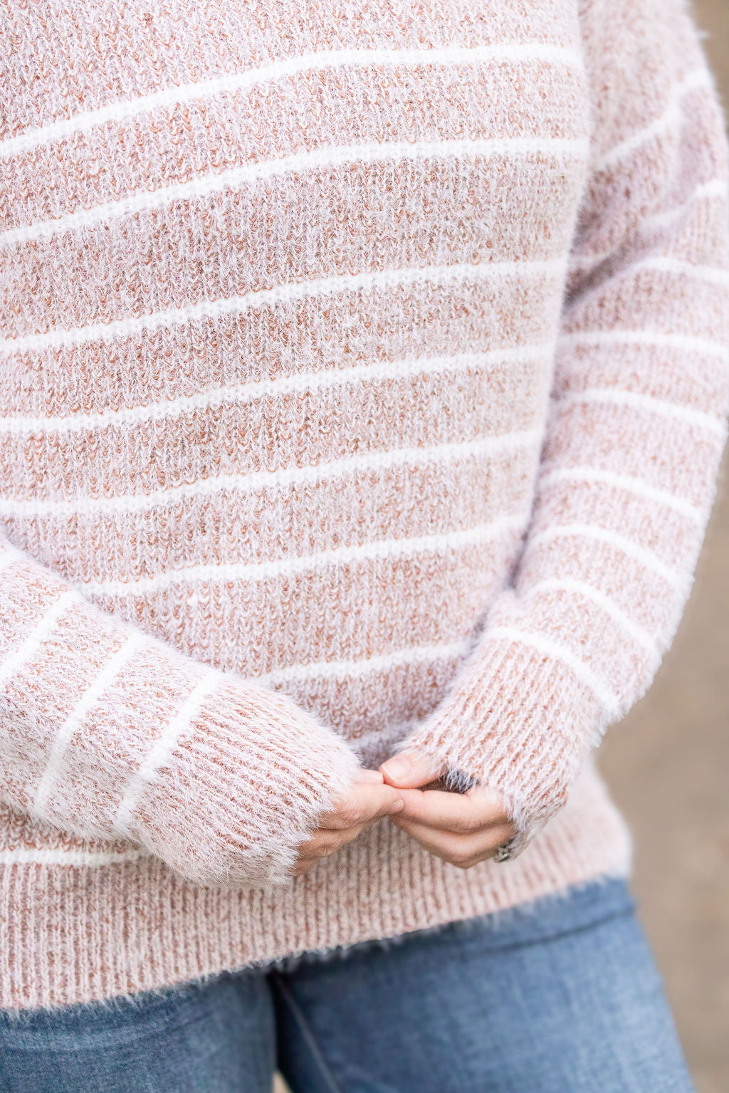 Michelle Mae Cozy Striped Sweater - Rust