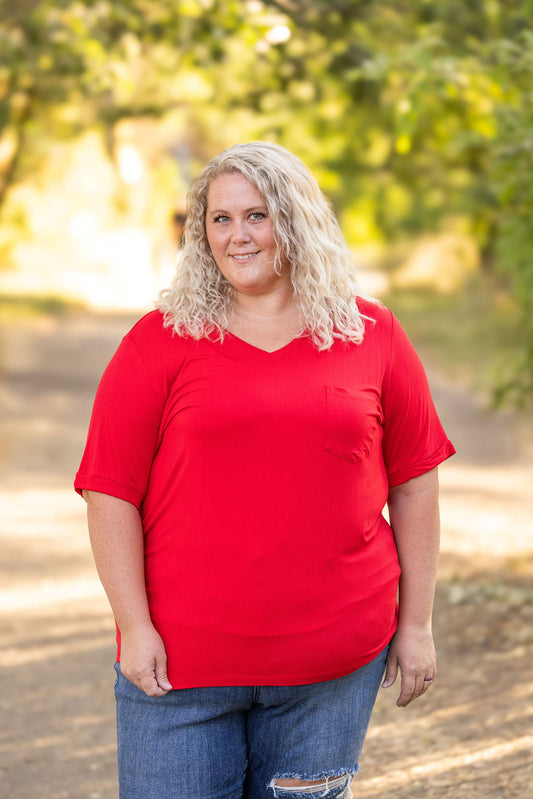 Michelle Mae Red Sophie Pocket Tee