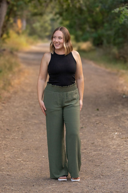 Michelle Mae Presley Palazzo Pants - Olive | Women's Wide-Leg Pants