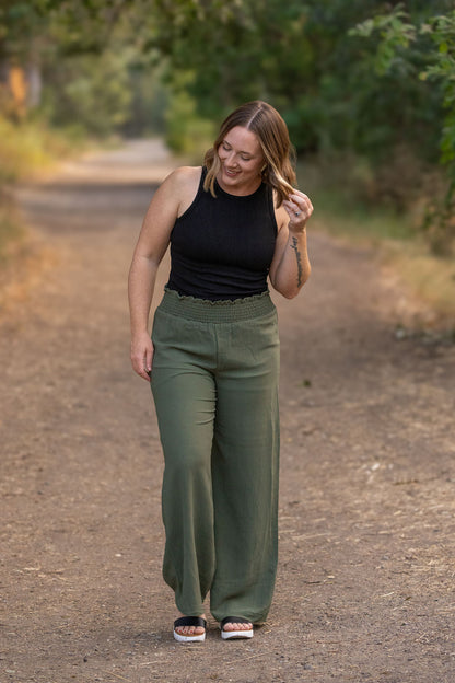 Michelle Mae Presley Palazzo Pants - Olive | Women's Wide-Leg Pants