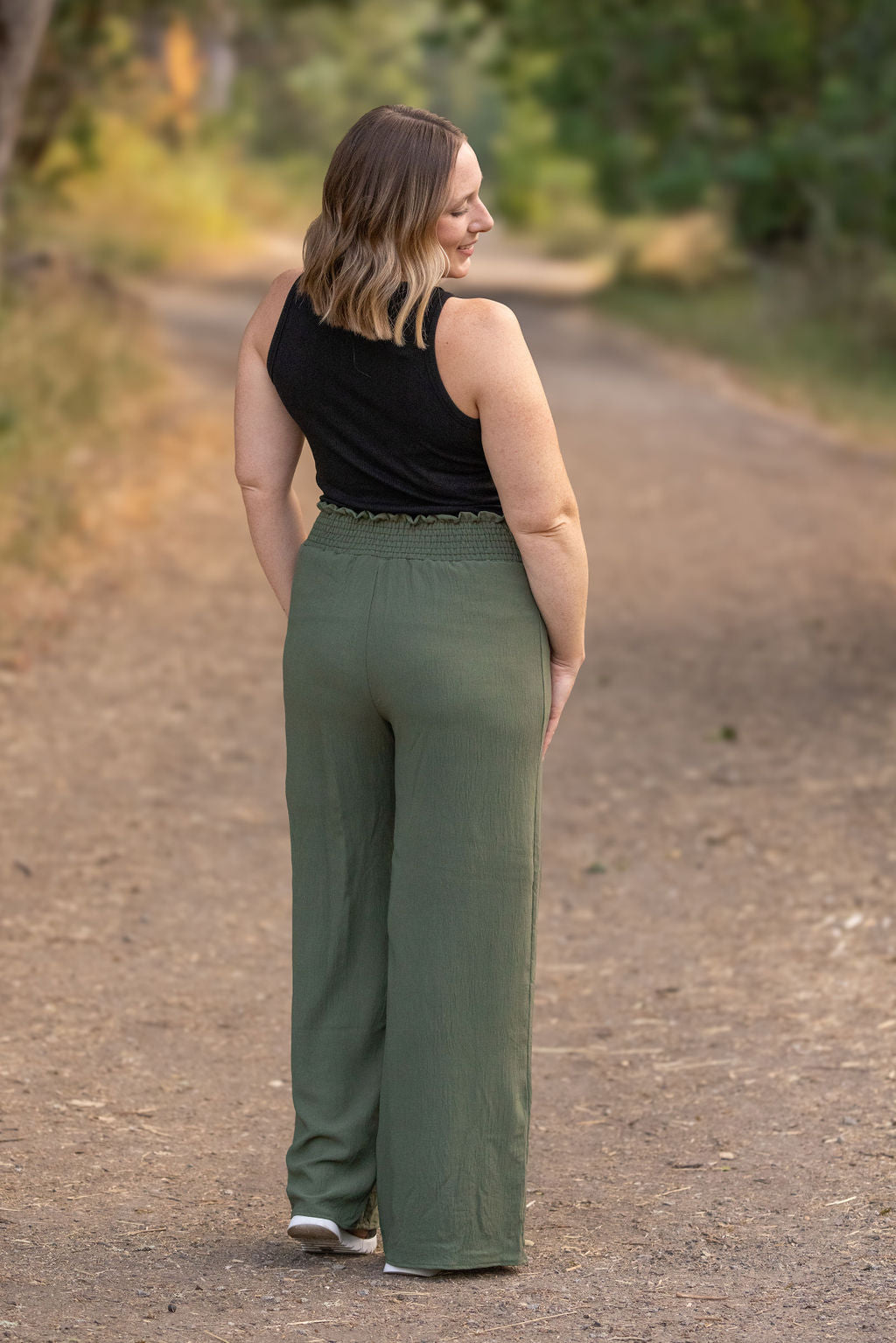 Michelle Mae Presley Palazzo Pants - Olive | Women's Wide-Leg Pants