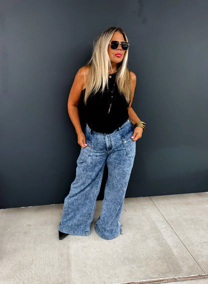 PREORDER: Charlie Cinch Hem Wide Leg Jeans Ave Shops