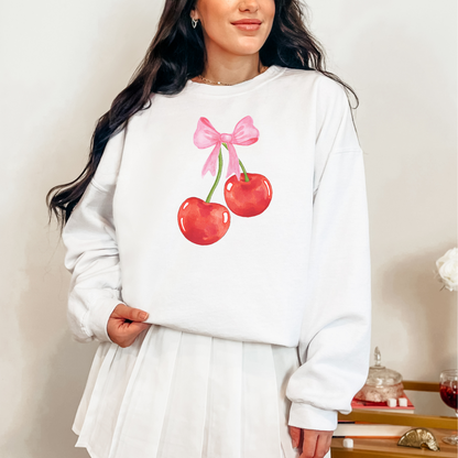 Cherry Bow Graphic Sweatshirt Ave Shops