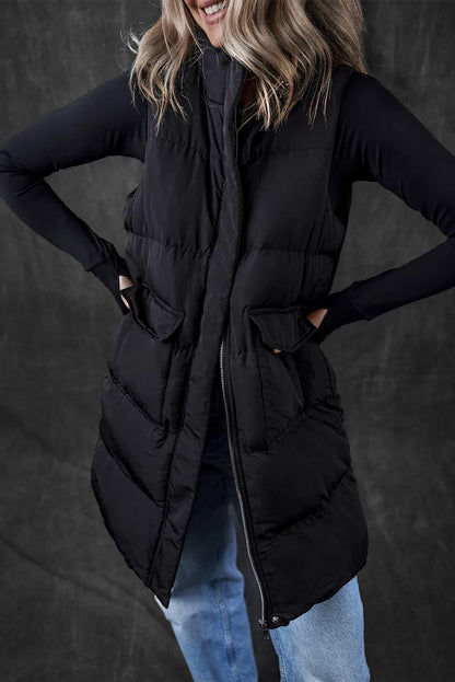 Pocketed Zip Up Vest Coat Trendsi