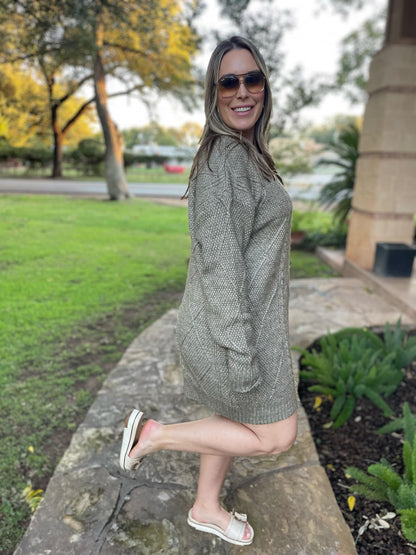 PREORDER: So Delightful Cable Knit Sweater Dress in Four Colors Ave Shops