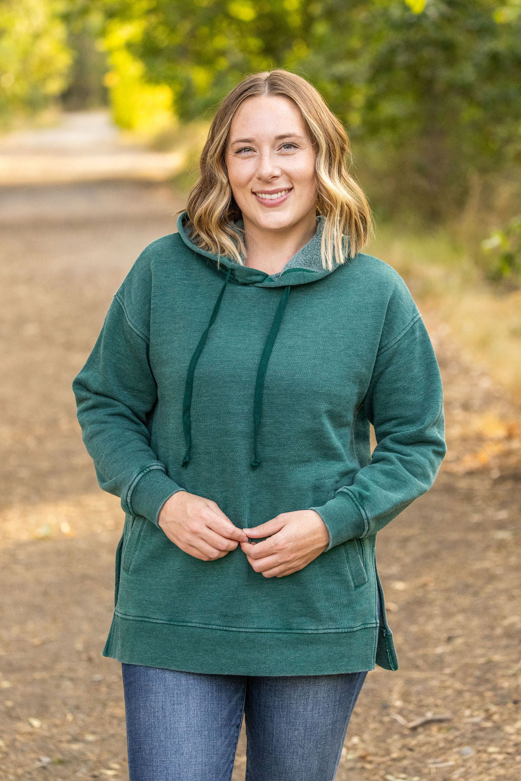 Michelle Mae Vintage Wash Hoodie - Hunter Green