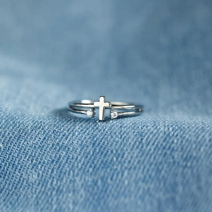 925 Sterling Silver Cross Ring Trendsi