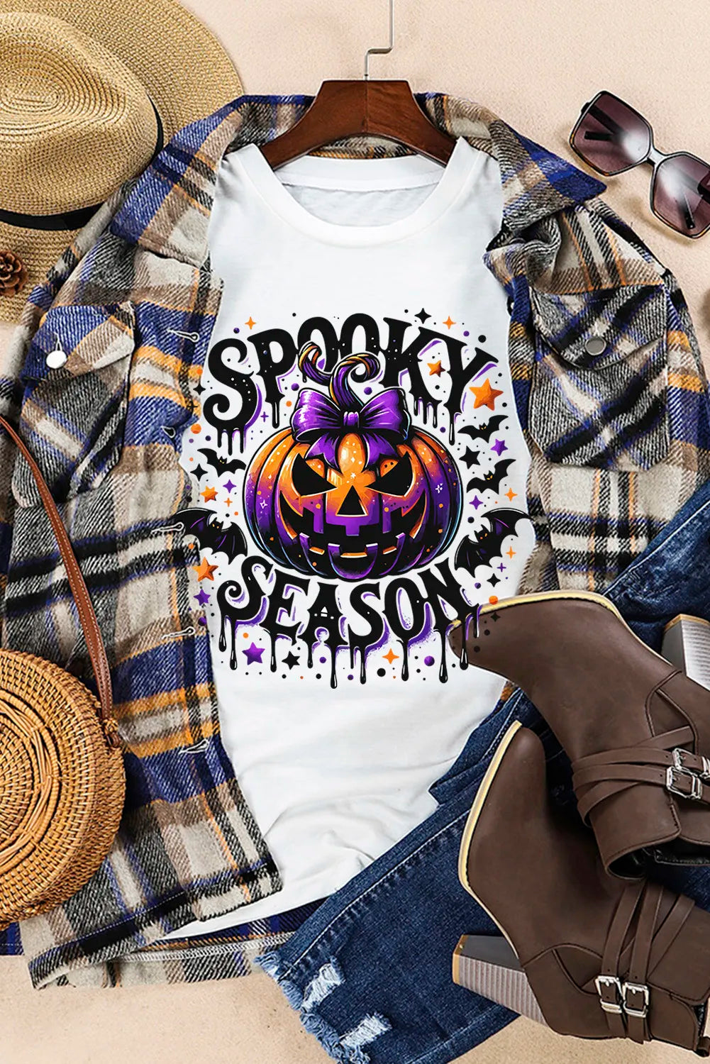 Full Size Jack-O'-Lantern Graphic Round Neck Short Sleeve T-Shirt Trendsi