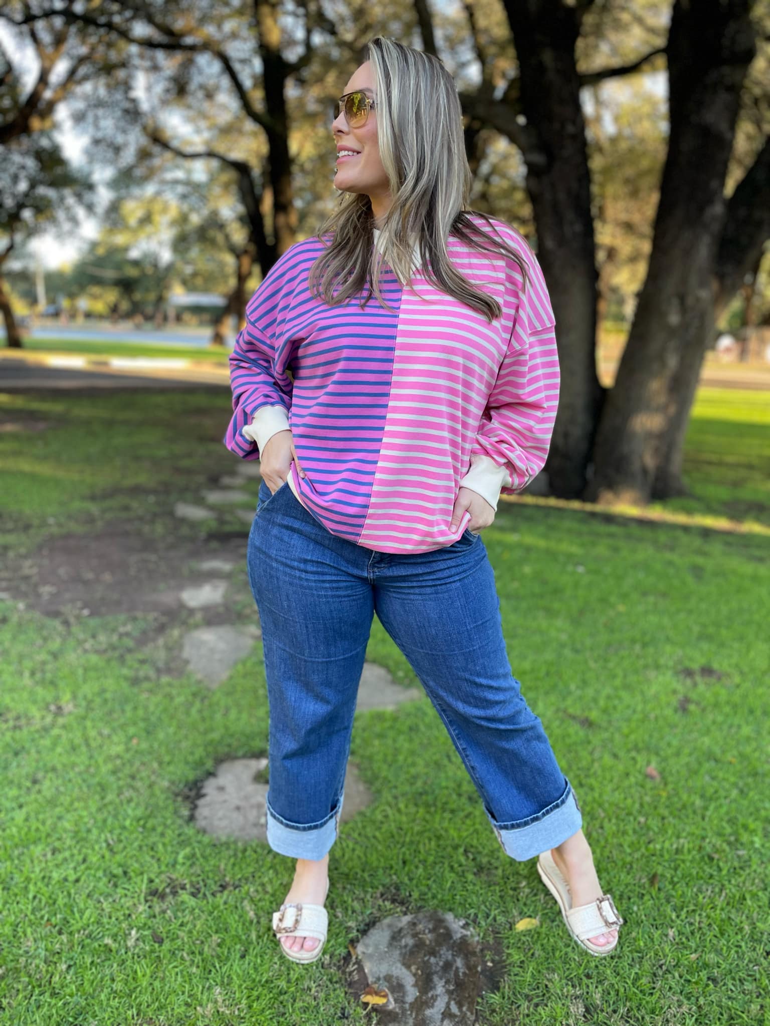 PREORDER: Step By Step Stripe Sweatshirt in Four Colors Ave Shops