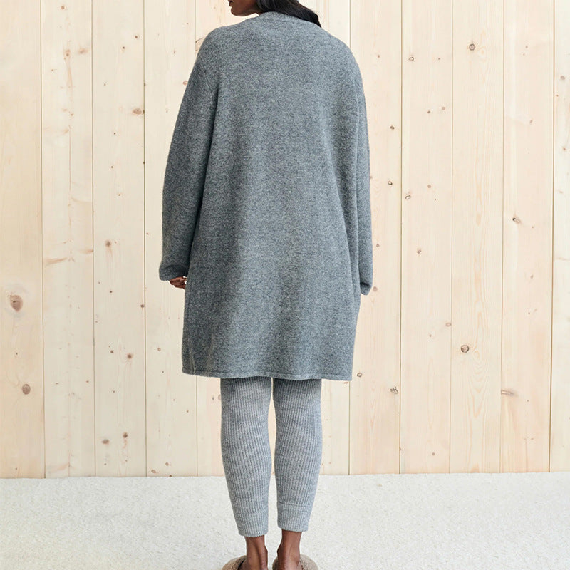 Open Front Long Sleeve Cardigan with Pockets Trendsi