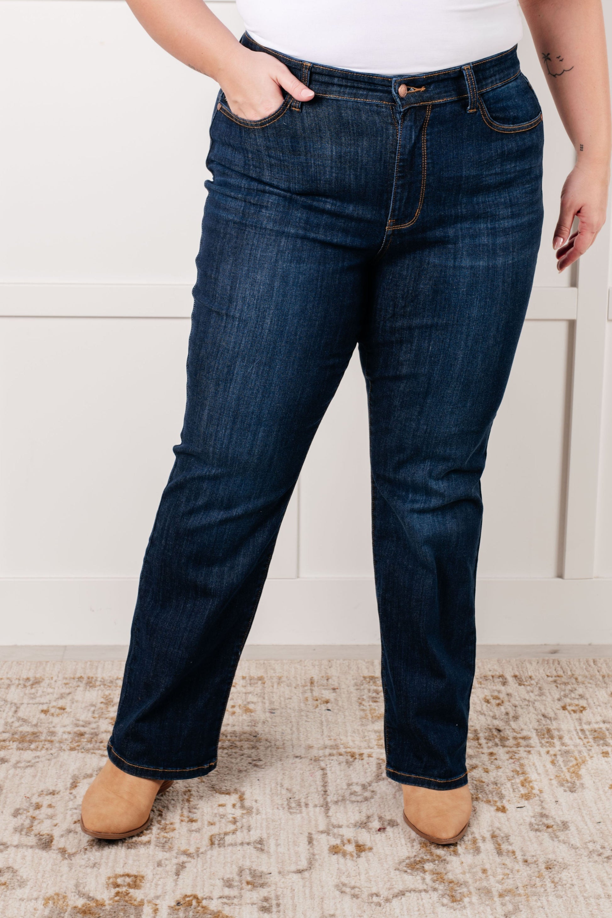 Alaina High Rise Classic Straight Jeans Ave Shops