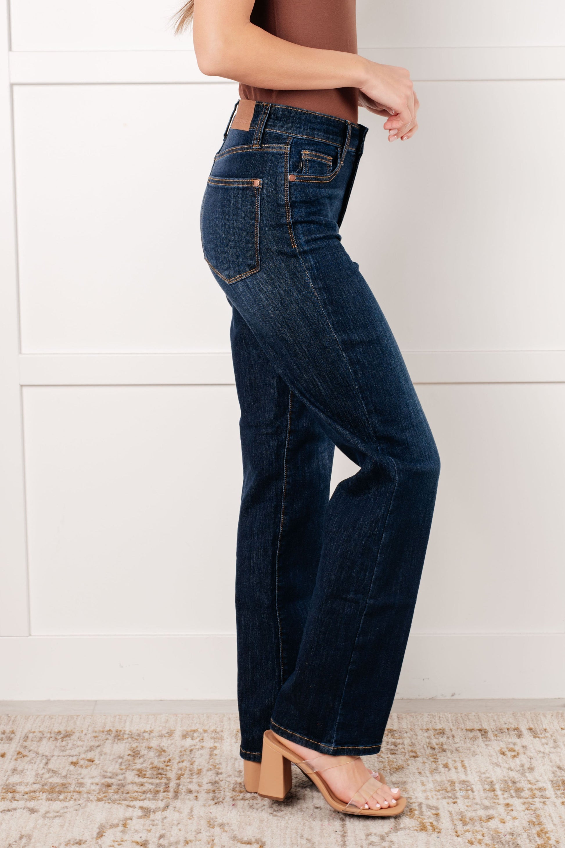 Alaina High Rise Classic Straight Jeans Ave Shops