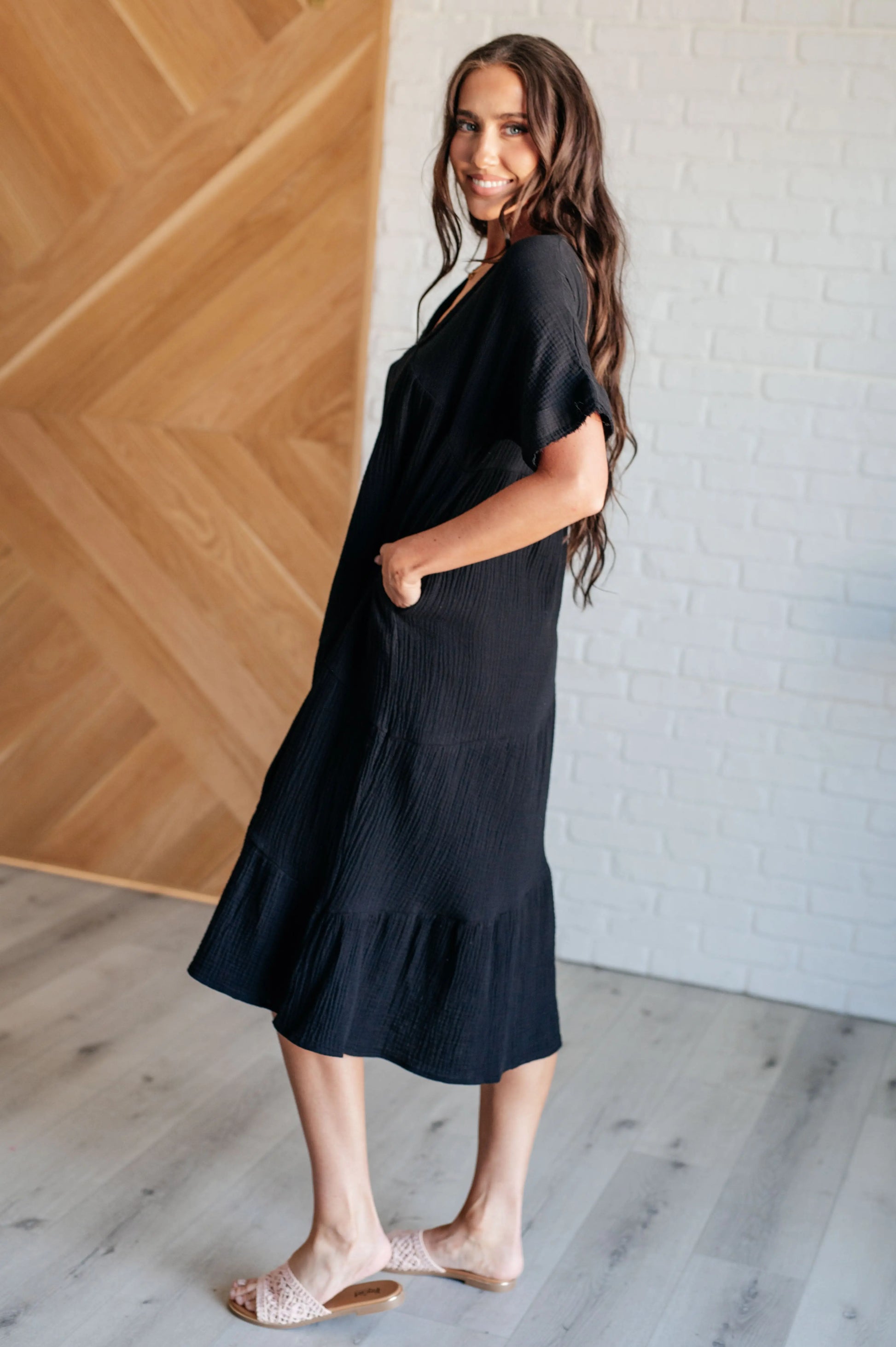 Always Learning Dolman Sleeve Dress in Black Ave Shops