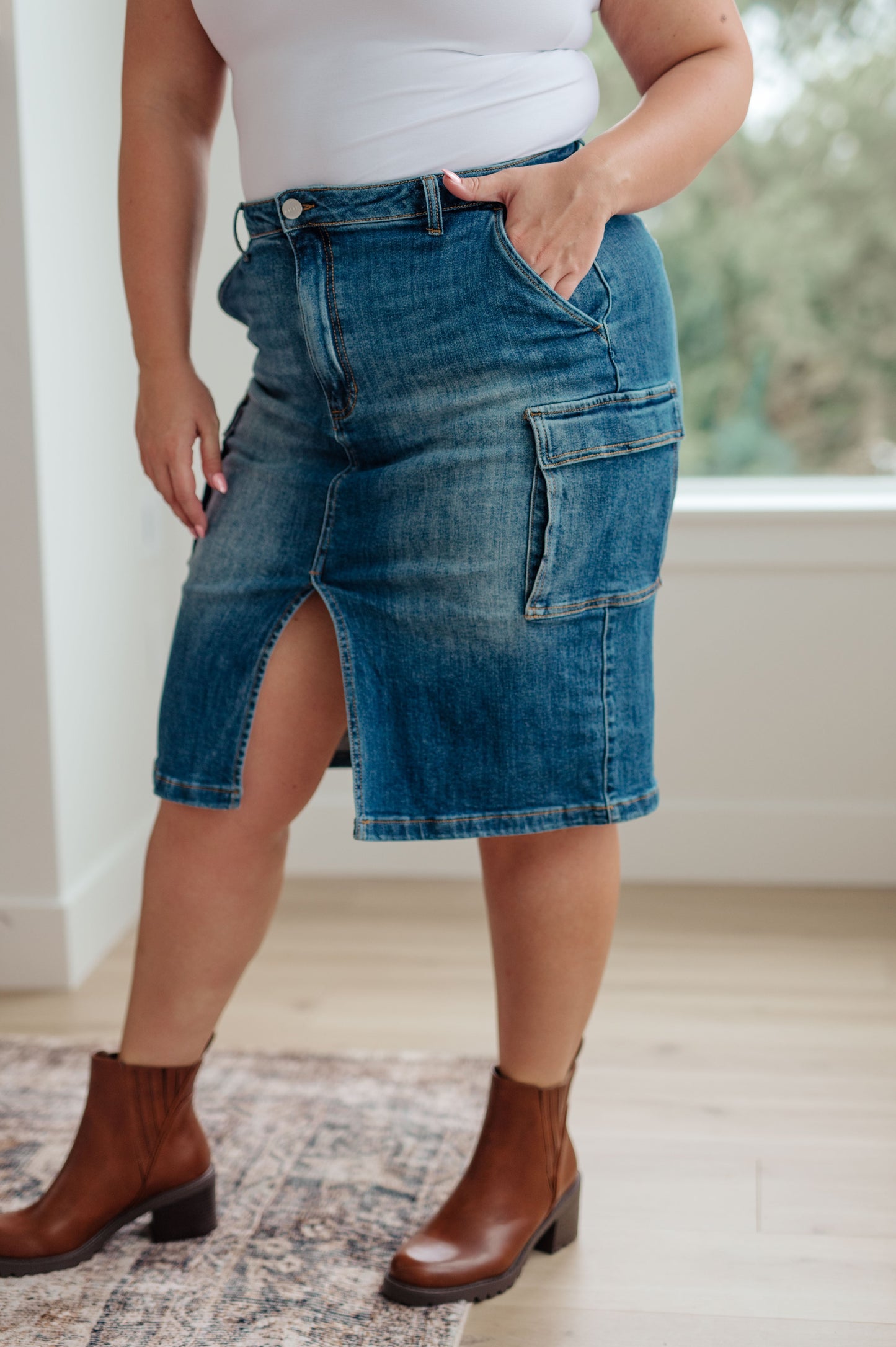 Always Be There Cargo Denim Skirt Ave Shops