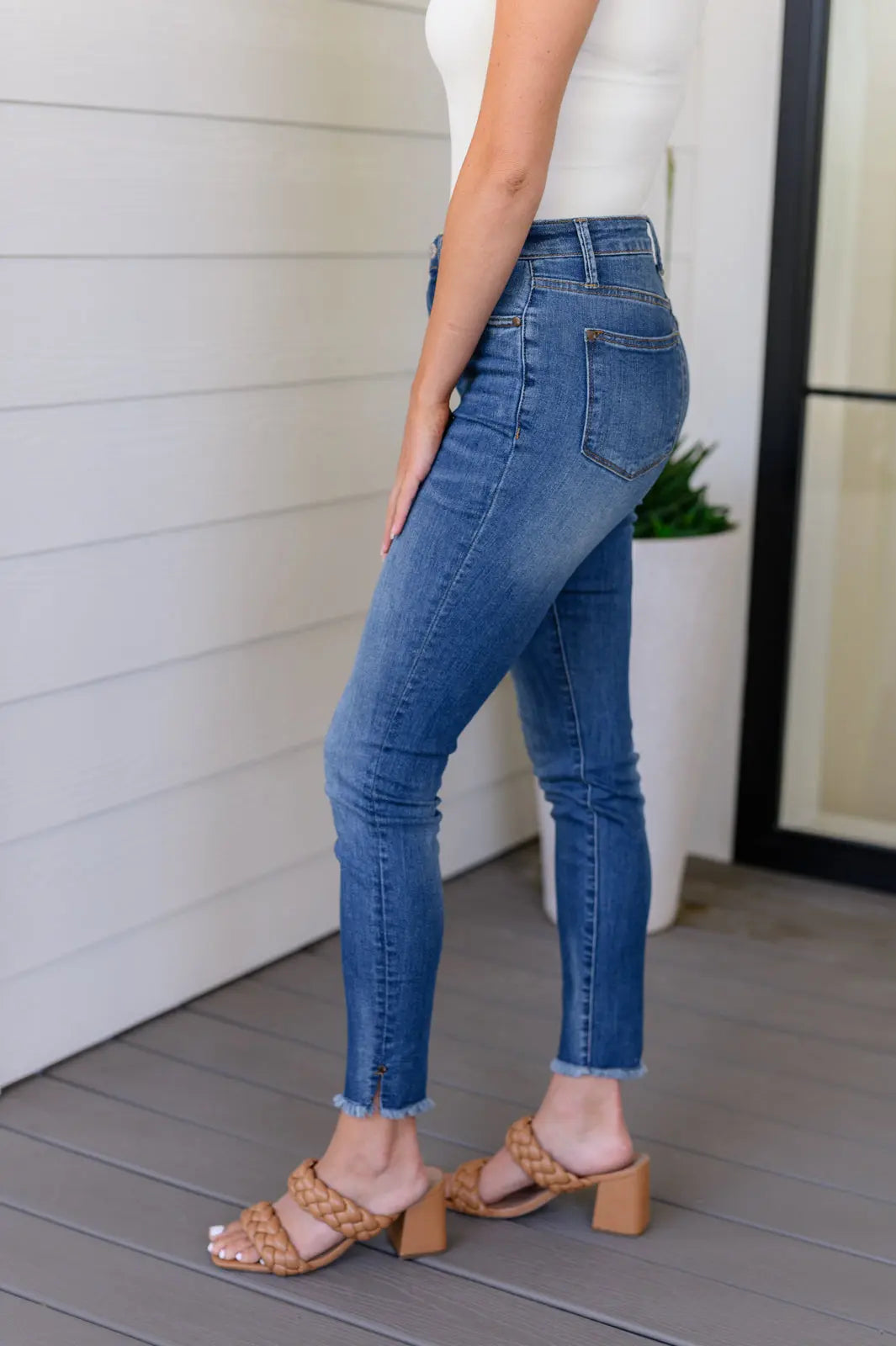 Amy High Rise Control Top Side Slit Skinny Jeans Ave Shops