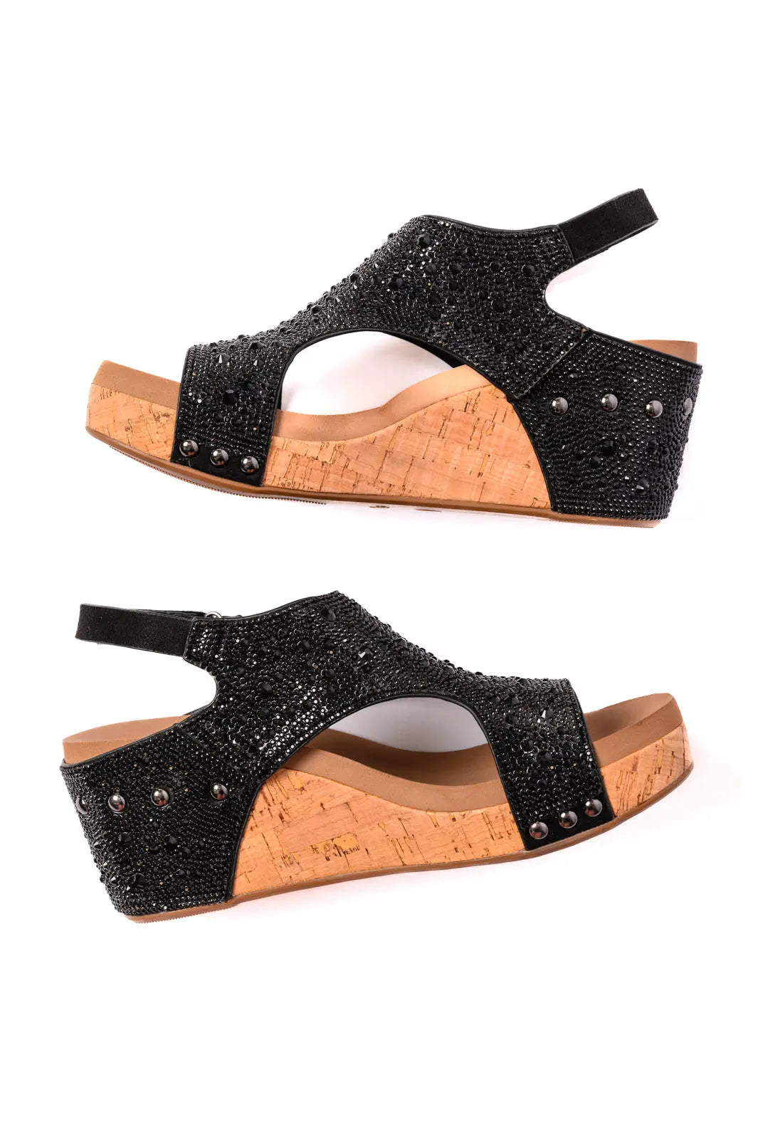 Ashley Wedge Sandals in Black Rhinestone Ave Shops