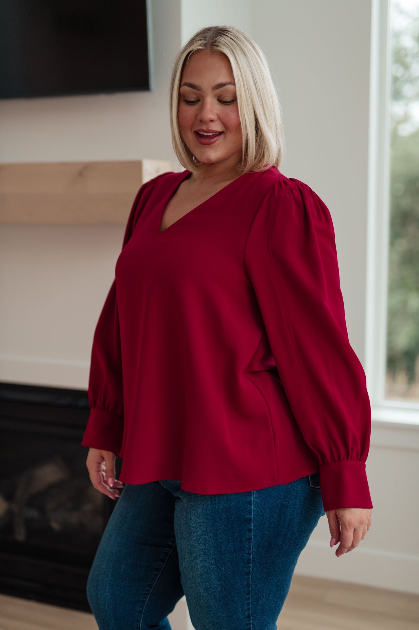 Back in Business V-Neck Blouse Ave Shops