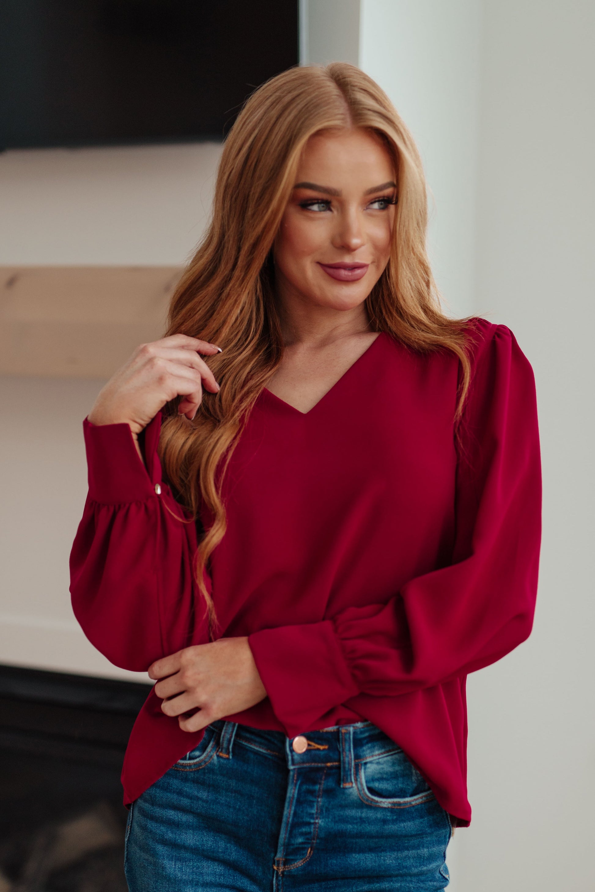 Back in Business V-Neck Blouse Ave Shops