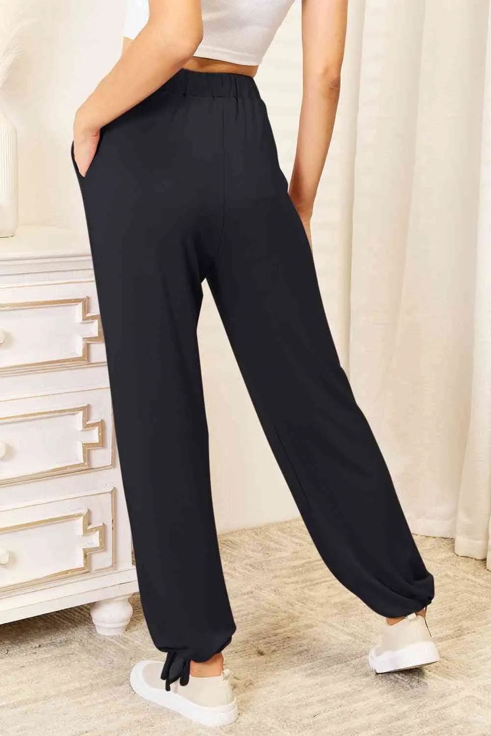 Basic Bae Full Size Soft Rayon Drawstring Waist Pants with Pockets Trendsi