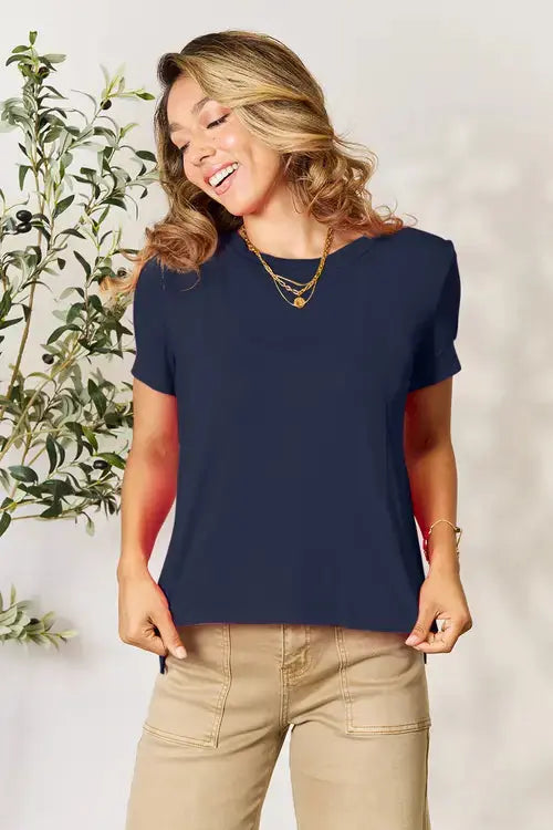 Basic Bae Navy Short Sleeve T shirt The Magnolia Cottage Boutique