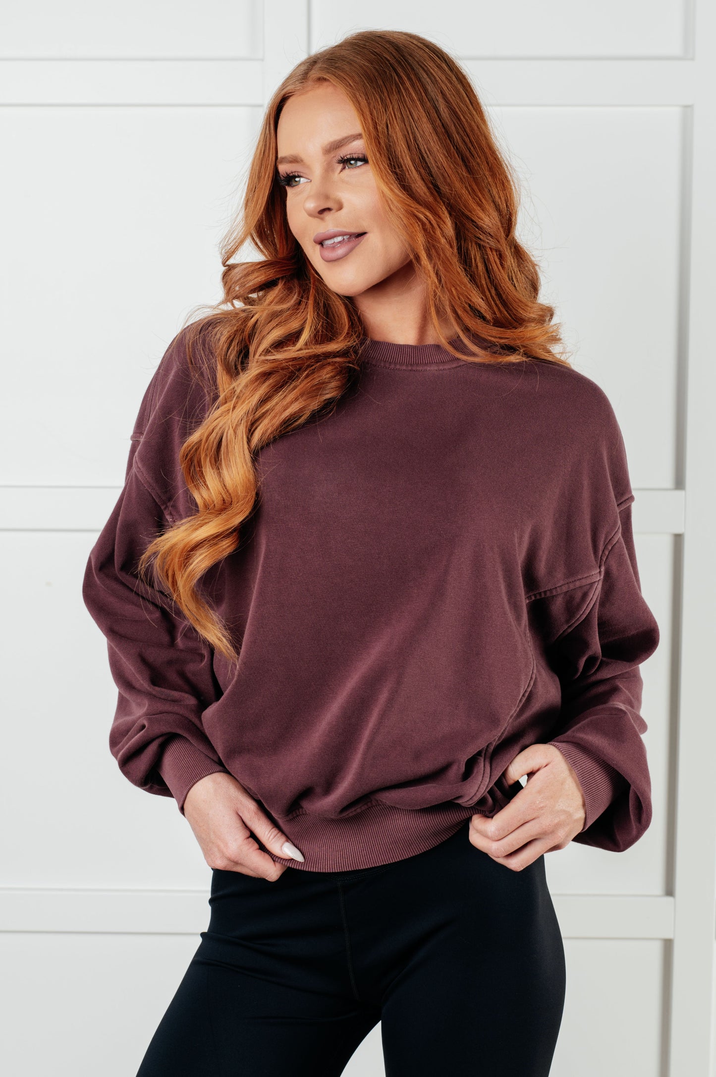 Beyond the Basics Pullover in Eggplant Ave Shops