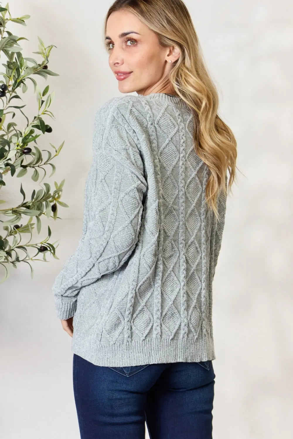 BiBi Cable Knit Round Neck Sweater Trendsi