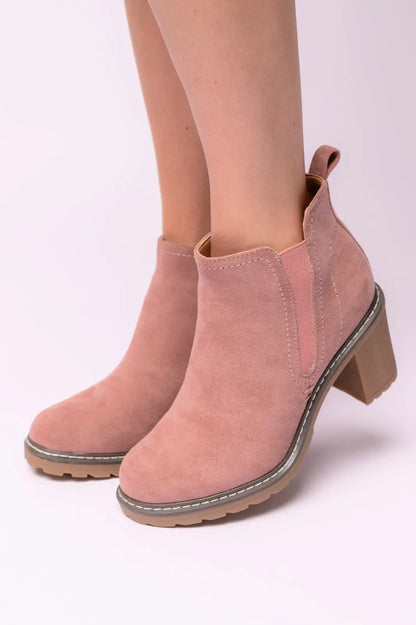 Bite Me Bootie in Blush Faux Suede Ave Shops