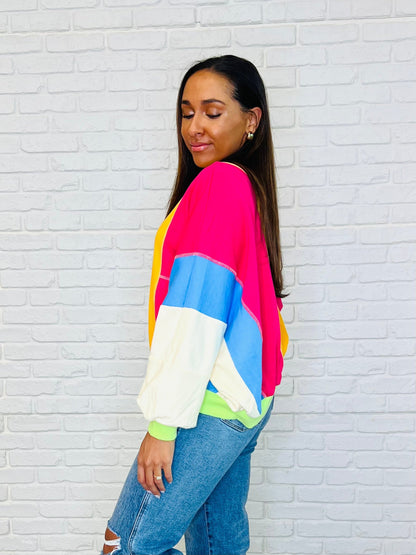 Blockbuster Color Block Pullover in Bright Ave Shops