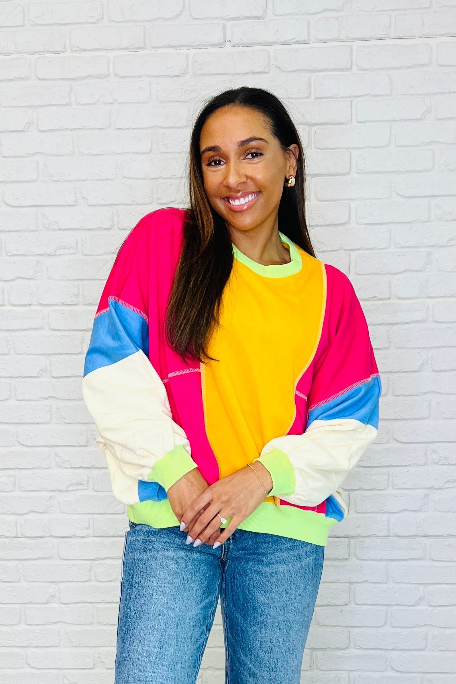 Blockbuster Color Block Pullover in Bright Ave Shops