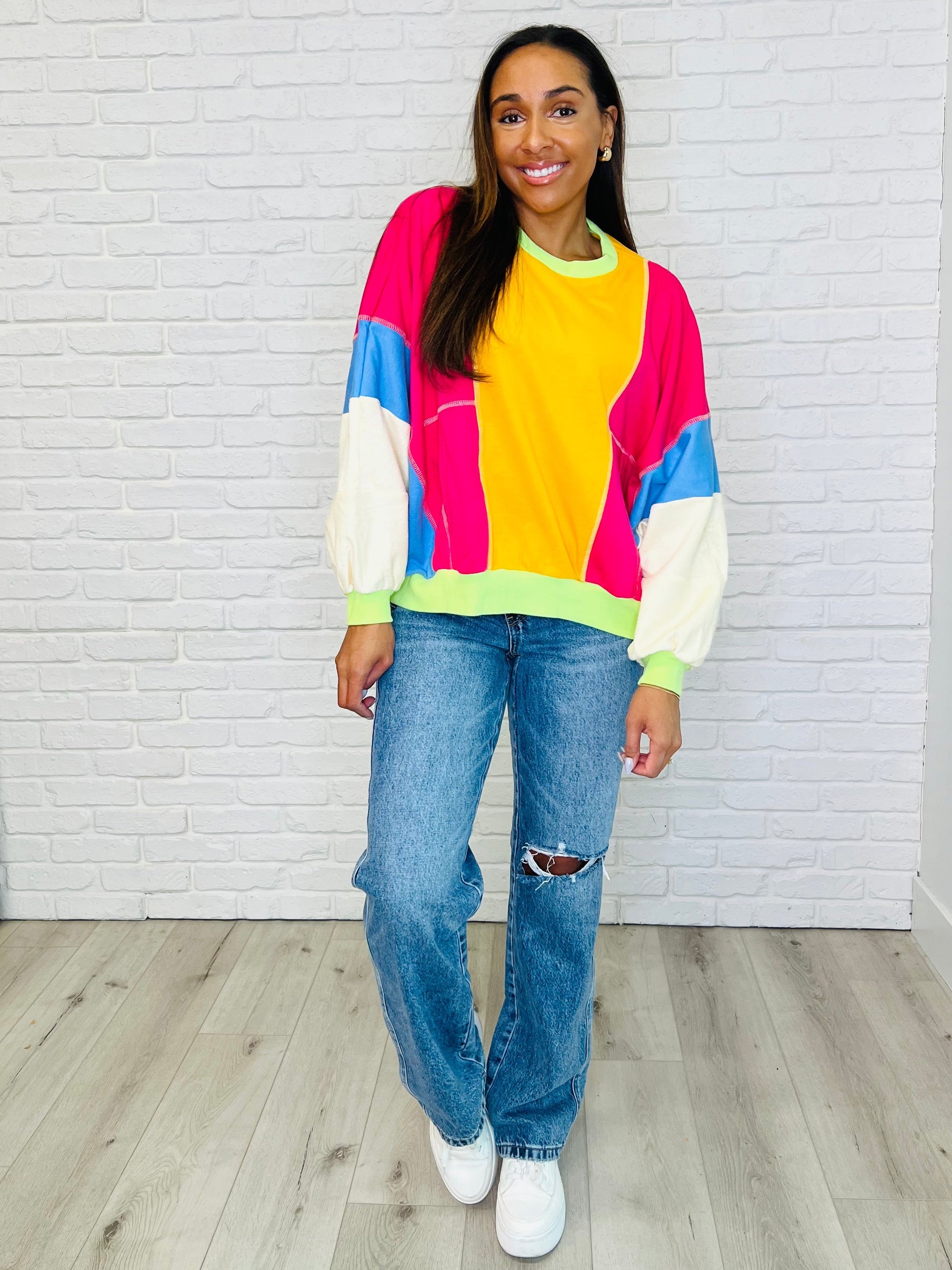 Blockbuster Color Block Pullover in Bright Ave Shops
