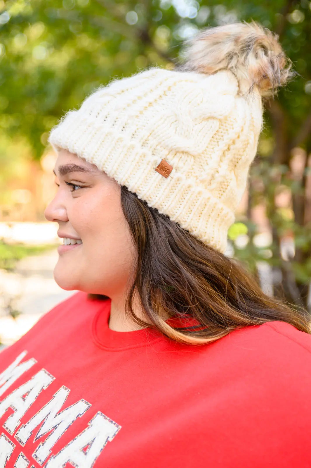 Cable Knit Cuffed Beanie In Ivory Ave Shops