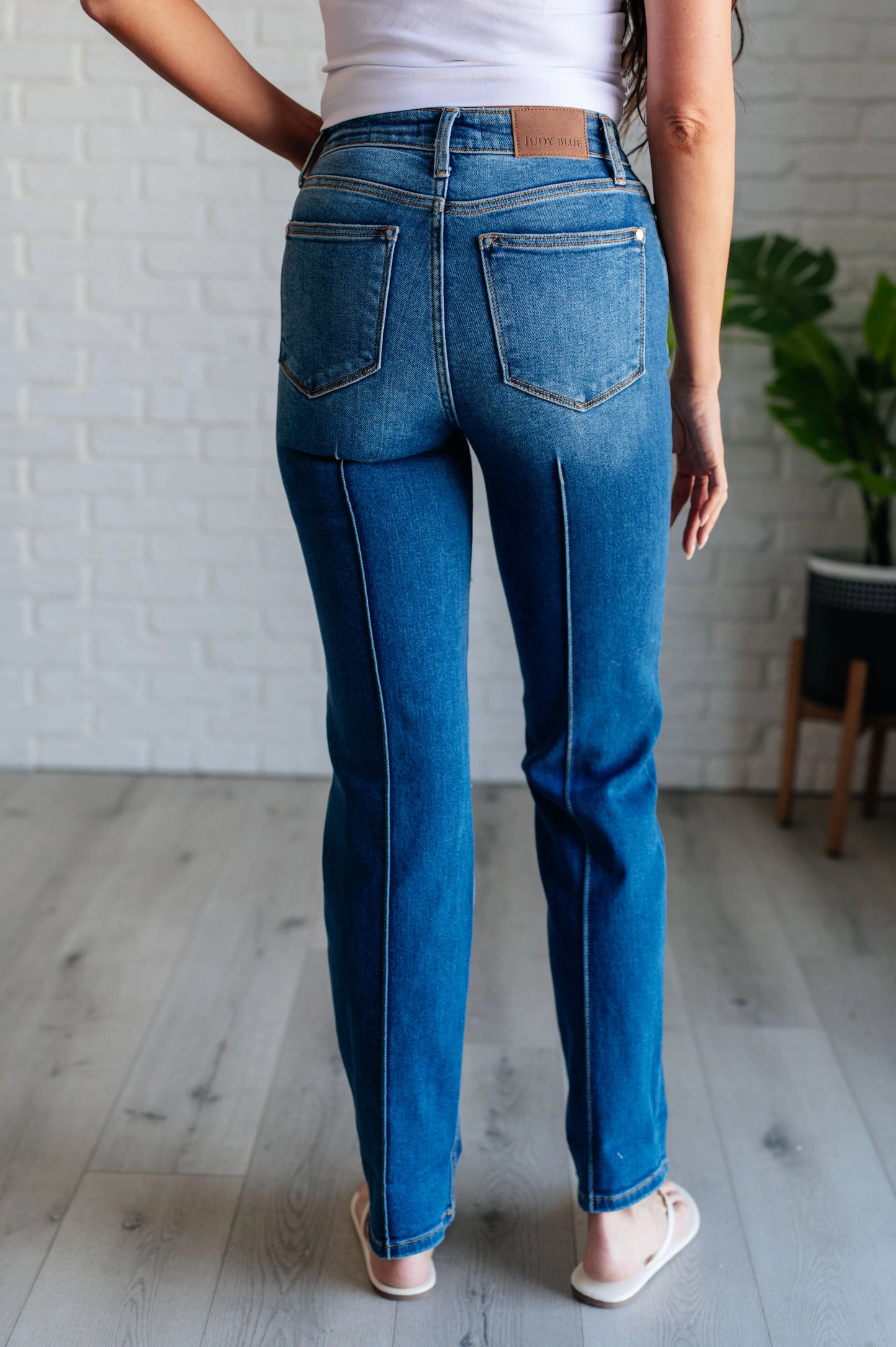 Campbell High Rise Center Seam Detail Straight Jeans Ave Shops