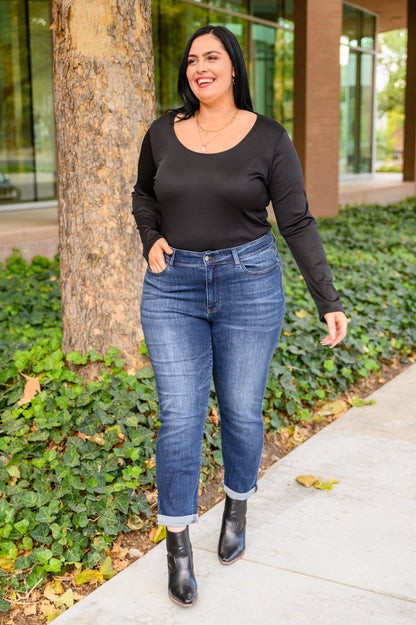 Can You Believe It Basic Long Sleeve Top In Black Ave Shops