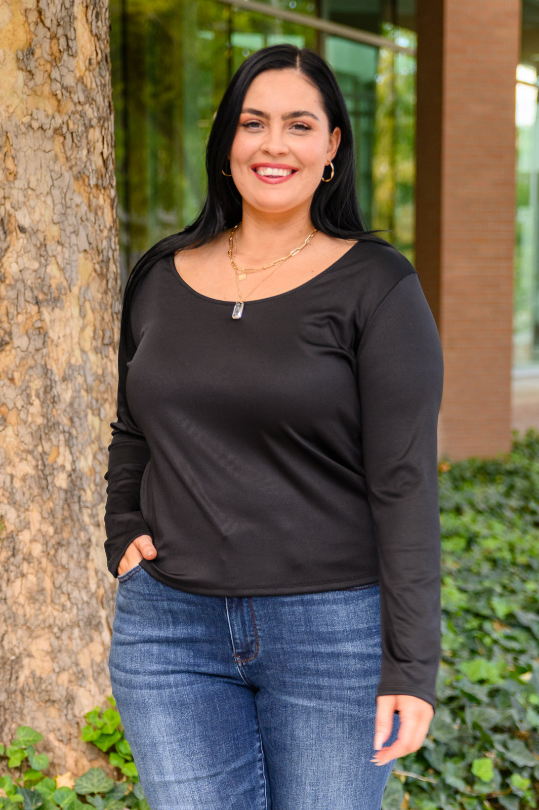 Can You Believe It Basic Long Sleeve Top In Black Ave Shops