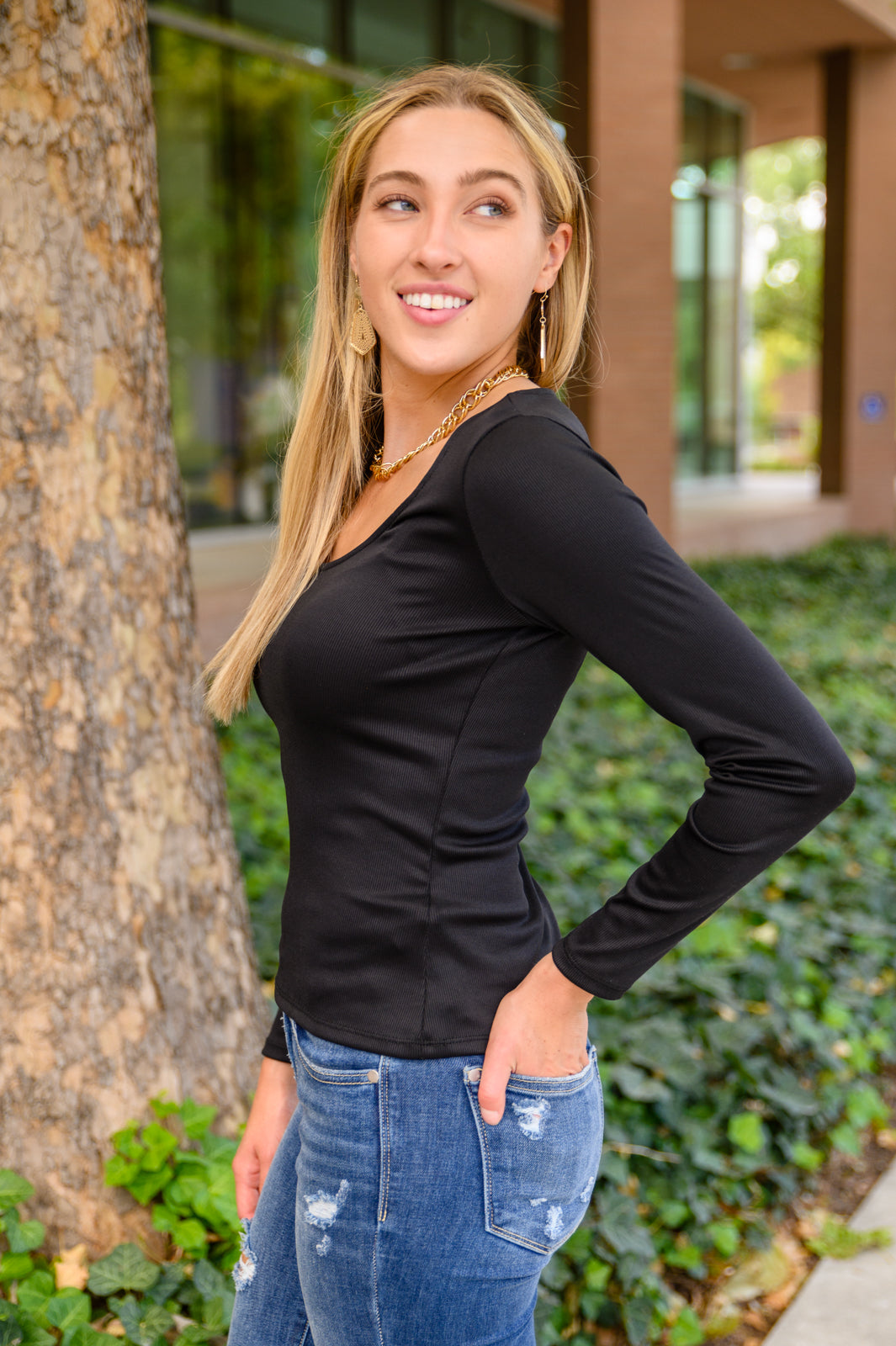Can You Believe It Basic Long Sleeve Top In Black Ave Shops