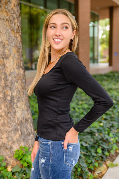 Can You Believe It Basic Long Sleeve Top In Black Ave Shops