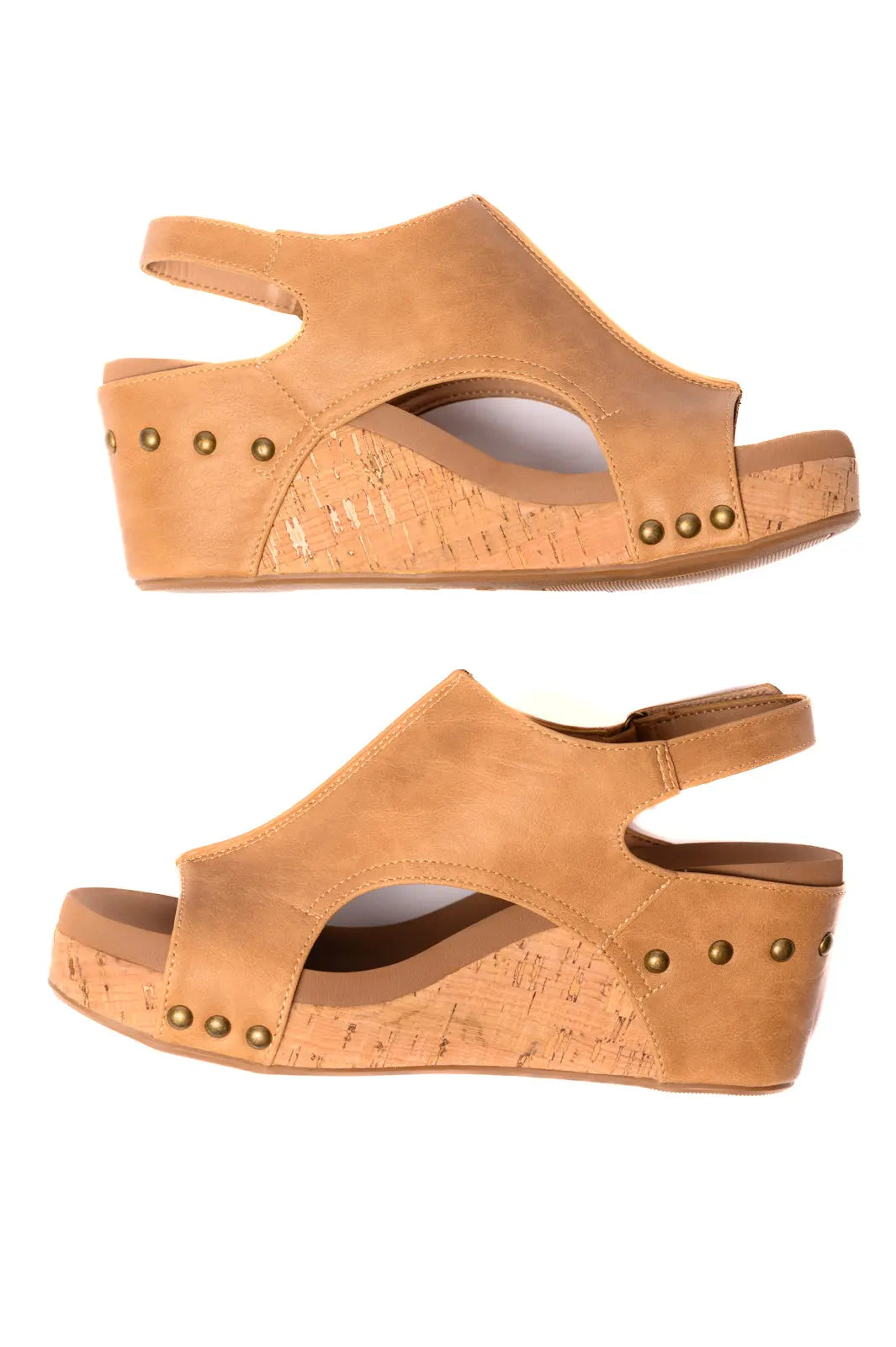 Carley Wedge Sandals in Caramel Smooth Ave Shops